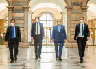 Oberstaatsanwalt Thomas Goger, Justizminister Georg Eisenreich, Innenminister Joachim Herrmann und Kriminaloberrat Dieter Hausberger