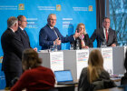 Herrmann, Faeser, Pistorius und Beuth bei der Pressekonferenz