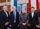Gruppenfoto: Polizeipräsident Harald Pickert, Kriminaldirektor Peter Jaud, Leitender Kriminaldirektor Johann Skwara sowie Staatssekretär Sandro Kirchner.