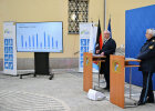 Innenminister Joachim Herrmann und Landespolizeipräsident Wilhelm Schmidbauer bei der Präsentation der Verkehrsunfallstatistik 2021
