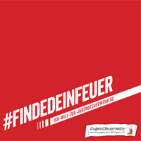 Logo #FINDEDEINEFEUERWEHR - Ich-will-zur-Jugedfeuerwehr.de - Jugendfeuerwehr - Eine Kampagne des LFV Bayern e.V.