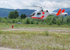 Internationale Katastrophenschutzübung TARANIS 2013 in Salzburg vom 27. bis 29. Juni: Landung Rettungshubschrauber am mobilen Krankenhaus