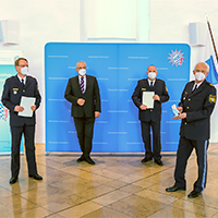 Innenminister Herrmann mit Herbert Wenzl, Manfred Jahn und Manfred Gigler